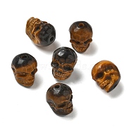 Natural Tiger Eye Beads, Skull, 9~9.5x8~8.5x9~9.5mm, Hole: 1.4mm(G-K387-02G)