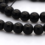 Round Glass Beads Strands, Black, 8mm, Hole: 0.8mm, about 54pcs/strand, 15.7 inch(GLAA-A025-8mm-02)
