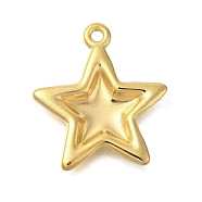 304 Stainless Steel Pendants, Star Charm, Golden, 28x25x3mm, Hole: 2mm(STAS-U027-03G-02)