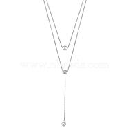 Double Y-shaped Necklace Long Drop Dangle Necklace Delicate Y Chain Necklace Personalized Zircon Pendant Necklaces Choker Trendy Y Necklace Jewelry for Women, Platinum, 14-1/4 inch(36cm)(JN1093A)