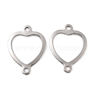 201 Stainless Steel Links Connectors, Heart, Stainless Steel Color, 20.5x15.5x0.9mm, Hole: 1.6mm(STAS-K217-41A)