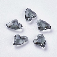 Transparent Acrylic Charms, Faceted, Heart, Gray, 11x9x4mm, Hole: 0.5mm(MACR-G055-11mm-27X)