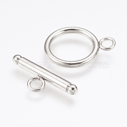 304 Stainless Steel Toggle Clasps, Stainless Steel Color, toggle: about 20x16x2mm, Hole: 3mm, bar: 22x8x3mm, Hole: 3mm(X-STAS-F114-04P-A)