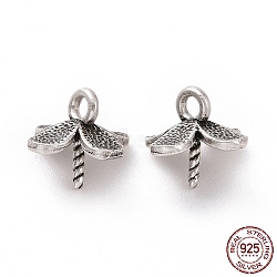 925 Sterling Silver Pendant Bails, Flower, Antique Silver, 7x8x8mm, Hole: 0.2mm, Pin: 0.8mm(STER-D036-17AS)