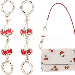 Alloy Enamel Cherry Link Chains for Purse Chains, Purse Strap Extender, with Spring Rings Clasp, Bag Purse Making Accessories, Red, 13.5x2.6x0.3cm(PURS-WH0001-41)