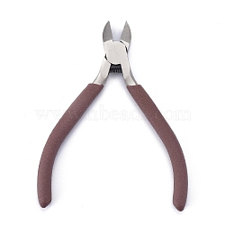 50# Carbon Steel Jewelry Pliers, Side Cutting Pliers, Side Cutter, Ferronickel, with Plastic Handle, Coconut Brown, 11x4.6x0.8cm(PT-F004-05)