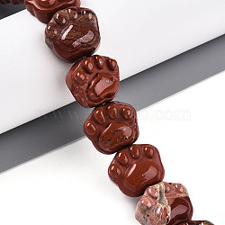 Natural Red Jasper Beads Strands, Cat Paw Print, 14~14.5x15.5~16.5x7~8.5mm, Hole: 1mm, about 13pcs/strand, 7.36''(18.7cm)(G-M108-A12-01)