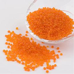 8/0 Glass Seed Beads, Transparent, Round, Orange, 3mm, Hole: 1mm, about 1097pcs/50g(X-SEED-A004-3mm-9)
