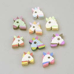 Handmade Polymer Clay Beads, Horse, Mixed Color, 11~13x11~13x4~5mm, Hole: 1mm(X-CLAY-Q243-10)