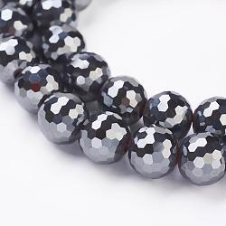 Non-magnetic Synthetic Hematite Beads Strands, Grade AAA, Faceted(128 Facets), Round, Original Color, 10mm, Hole: 2mm, about 40pcs/strand, 14.1 inch(36cm)(G-G726-03-10mm)