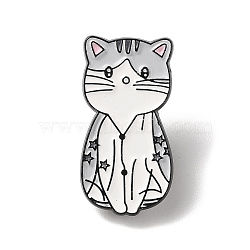 Cat Shape Enamel Pins, Alloy Brooches for Backpack Clothes, Silver, 30x15.5x1.5mm(JEWB-P039-01EB-08)