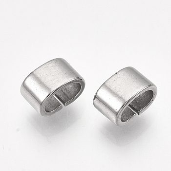 304 Stainless Steel Slide Charm, Rectangle, Stainless Steel Color, 5x8x5mm, Hole: 3x6mm
