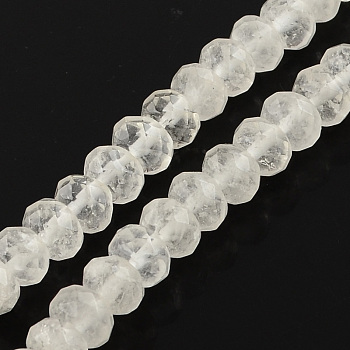 Natural Quartz Crystal Beads Strands, Rock Crystal Beads, Faceted, Rondelle, Clear, 8x5mm, Hole: 1mm, about 80pcs/strand, 15.7 inch
