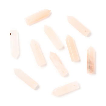 Natural Pink Aventurine Pointed Pendants, Faceted, Bullet, 30~33x8~9mm, Hole: 1.4~1.6mm