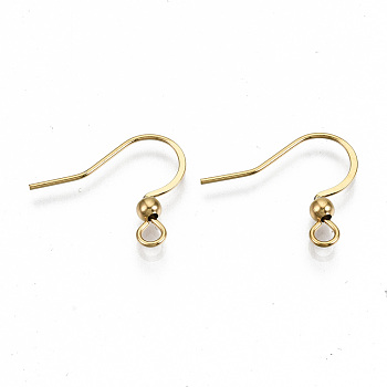 304 Stainless Steel French Earring Hooks, Flat Earring Hooks, Ear Wire, with Horizontal Loop, Real 18K Gold Plated, 15~17x18mm, Hole: 2mm, 21 Gauge, Pin: 0.7mm