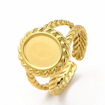 Ion Plating(IP) 304 Stainless Steel Open Cuff Ring Settings, Oval, Real 18K Gold Plated, US Size 7(17.3mm), Tray: 10x8mm