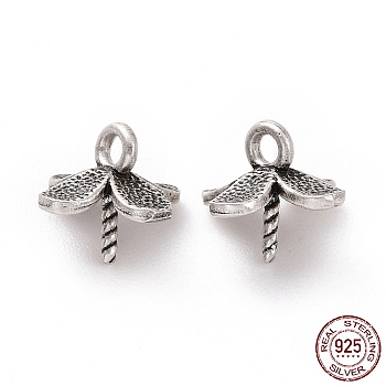 925 Sterling Silver Pendant Bails, Flower, Antique Silver, 7x8x8mm, Hole: 0.2mm, Pin: 0.8mm