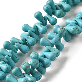 Synthetic Turquoise Dyed Beads Strands, Top Drilled, Teardrop, Turquoise, 11.5x6mm, Hole: 1mm, about 127pcs/strand, 14.37''(36.5cm)