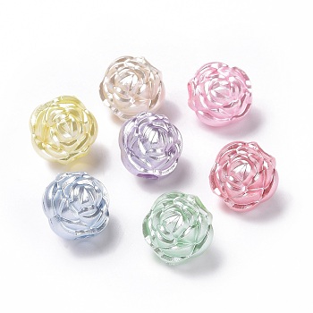 Imitation Pearl Acrylic Beads, Rose, Mixed Color, 18.5x17.5x16.5mm, Hole: 5.8mm, about 274pcs/500g