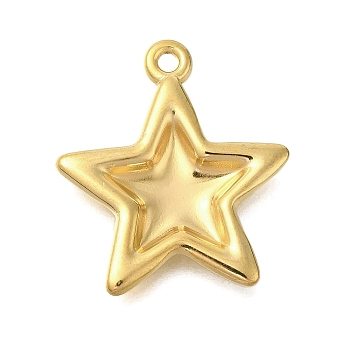 304 Stainless Steel Pendants, Star Charm, Golden, 28x25x3mm, Hole: 2mm