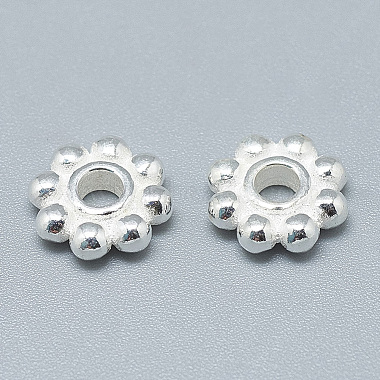 925 Sterling Silver Granulated Daisy Spacer Beads(STER-T002-98S)-2