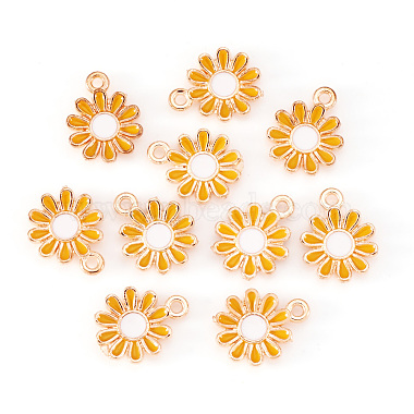 Golden Orange Flower Alloy+Enamel Charms