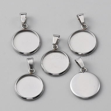 Stainless Steel Color Flat Round 304 Stainless Steel Pendants