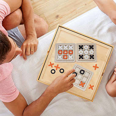 3 Sets 3 Colors Wood Tic Tac Toe Board Game(AJEW-NB0005-35)-5