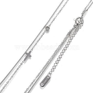 304 Stainless Steel Double Layer Necklaces(NJEW-H207-02)-4
