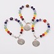 Multi-Color Gemstone Chakra Charm Bracelets(BJEW-JB01691)-1