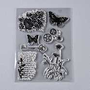 Plastic Stamps, for DIY Scrapbooking, Photo Album Decorative, Cards Making, Stamp Sheets, Butterfly Pattern, 149~151x100x3mm(X-DIY-M010-A25)