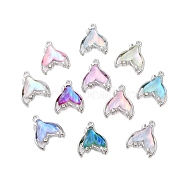 Rack Plating Alloy Pendants, with Rhinestone and Glass, Fishtail, Mixed Color, 17x14x5mm, Hole: 1.2mm(FIND-C062-07P)