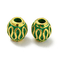Alloy Beads, Oval, Golden & Green Patina, 6x5.5mm, Hole: 1.8mm(FIND-G064-18G)