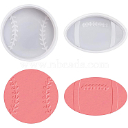2Pcs 2 Style DIY Flat Rugby & Flat Tennis Display Decoration Silicone Molds, Resin Casting Molds, for UV Resin, Epoxy Resin Craft Making, White, 96~96.5x60~96.5x30~31mm, 1pc/style(DIY-BC0008-95)