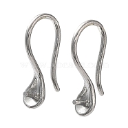 304 Stainless Steel Earring Hooks, for Half Drilled Beads, Stainless Steel Color, 17x9mm, Pin: 0.9mm(STAS-M323-06P)