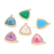 Brass Micro Pave Cubic Zirconia Pendants, with Enamel, Triangle, Mixed Color, Golden, 15.5x13.5x3mm, Hole: 1.2mm(KK-D160-45G)