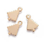 201 Stainless Steel Charms, Christmas Trees, Stamping Blank Tag, Golden, 14x9~9.5x0.6~0.8mm, Hole: 1.4mm(STAS-F192-036G)