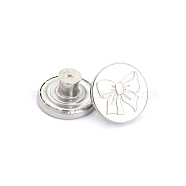 Alloy Button Pins for Jeans, Nautical Buttons, Garment Accessories, Round with Bowknot, Platinum, 20mm(PURS-PW0009-01E-02P)