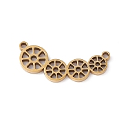 201 Stainless Steel Connector Charms, Lotus Root Slices Links, Golden, 10x25x1mm, Hole: 1.5mm(STAS-G293-01G)