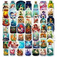 Cartoon Paper Sticker, for DIY Scrapbooking, Craft, Magic Bottle with Animal/Plant/Human, Mixed Color, 50~54x23.5~52.5x0.1mm, 50pcs/bag(X-STIC-E005-07)