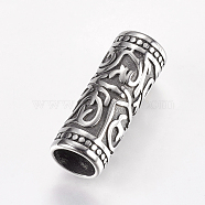 304 Stainless Steel Tube Beads, Column, Large Hole Beads, Antique Silver, 24x9mm, Hole: 7mm(STAS-I070-17AS)