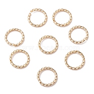 304 Stainless Steel Jump Rings, Open Jump Rings, Twisted, Real 24k Gold Plated, 18 Gauge, 8x1mm, Inner Diameter: 6mm(STAS-F191-12G-C)