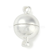 Brass Magnetic Clasps, Round, 925 Sterling Silver Plated, 16x10mm, Hole: 1.6mm(KK-P283-38A-S)