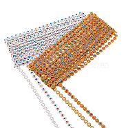 HOBBIESAY 2 Cards 2 Colors Plastic Beaded Trim Garland Strand, with Colorful Acrylic Rhinestone, for Decorating Garment Accessories, Flower, Mixed Color, 3/8x1/8 inch(9.5x3.5mm), about 9.84 Yards(9m)/Card, 1card/color(OCOR-HY0001-02)
