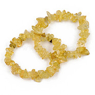 Unisex Chip Natural Citrine(Dyed & Heated) Beaded Stretch Bracelets, Inner Diameter: 1-3/4~2 inch(4.5~5cm)(BJEW-S143-31)