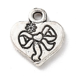 Tibetan Style Alloy Pendants, Heart, Antique Silver, 13.5x12x1.5mm, Hole: 1.5mm, about 574pcs/bag(PALLOY-P293-046AS)