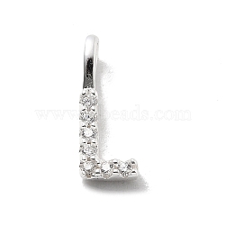 925 Sterling Silver with Cubic Zirconia Charms, Letter, Letter L, 10x3.5x1.5mm, Hole: 2.5x1.5mm(STER-Q004-01L-S)