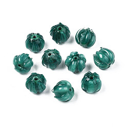 Handmade Lampwork Beads, Flower, Medium Sea Green, 10~11x11.5~12.5mm, Hole: 1.2mm(LAMP-T016-11F)