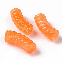 Two Tone Opaque Acrylic Beads, Curved Tube, Dark Orange, 35x14x11.5mm, Hole: 3.2mm, about 152pcs/500g(OACR-A016-06C)