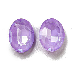 Glass Rhinestone Cabochons, Point Back & Back Plated, Faceted, Oval, Purple Velvet, 8x6x3mm(RGLA-G021-02B-183DE)